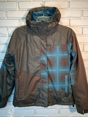 Roxy Hooded Jacket MEDIUM Plaid Full Zip Multicolor Insulated Regular Fit